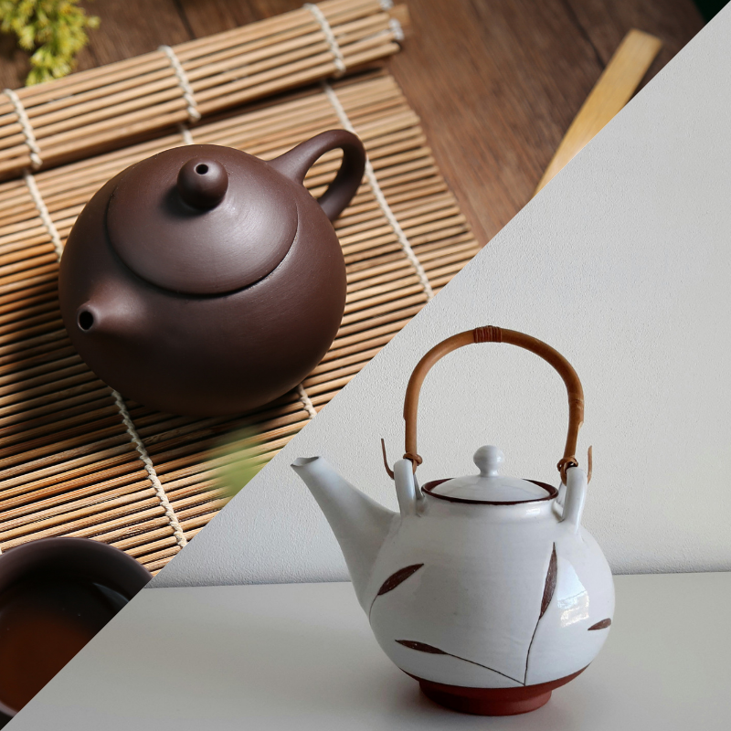 théière en terre cuite et en porcelaine 