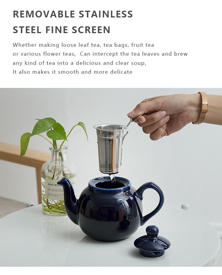 Théière Anglaise Bleu Foncée — 600ml