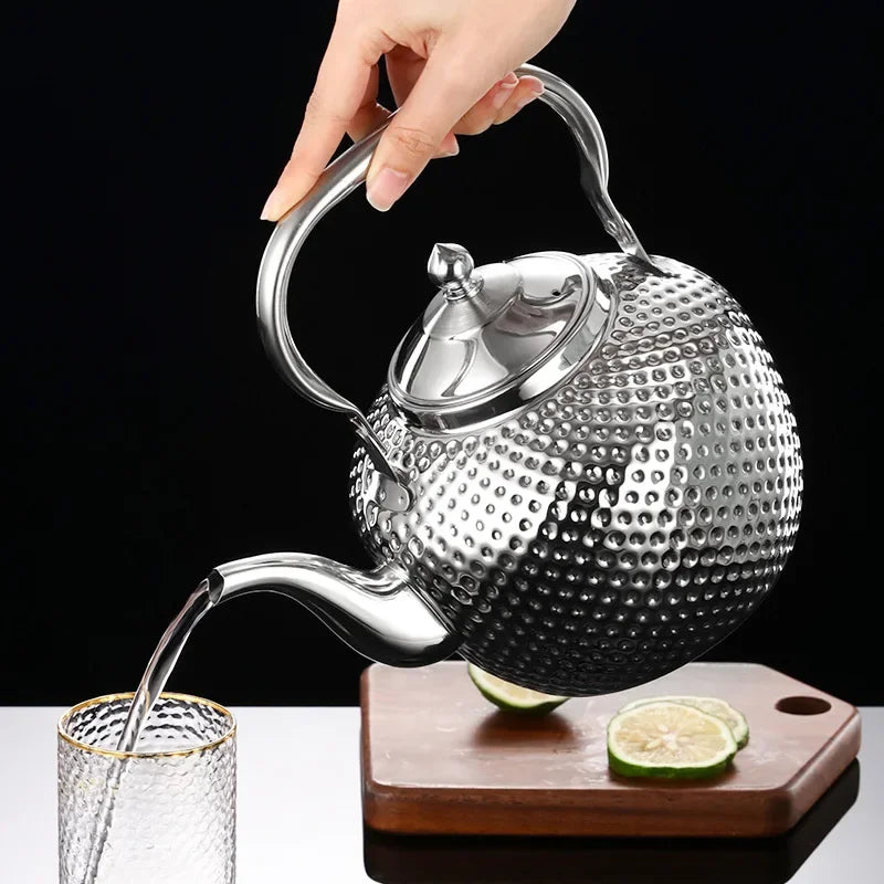 Grande Théière Argentée avec Infuseur 1,2 L — 2 L versement du thé