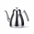 Grande Théière en Inox Argentée sur fond blanc 