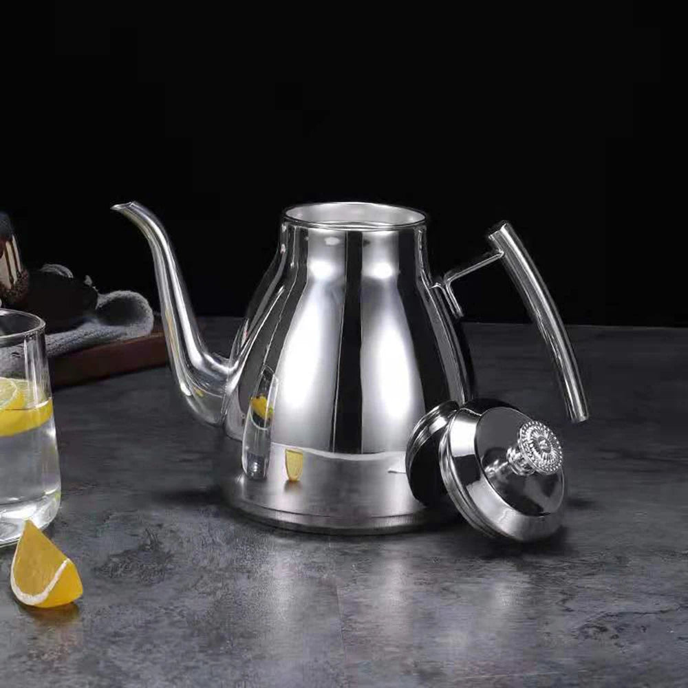 Grande Théière en Inox Argentée vue sans le couvercle 