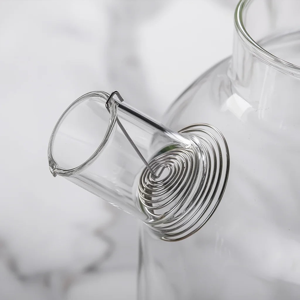 Grande Théière en Verre 1L — 1,8 L vue sur le filtre 