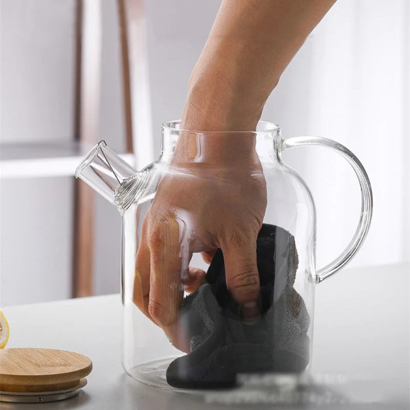 Grande Théière en Verre 1L — 1,8 L main qui passe a l'intérieur pour essuyer 
