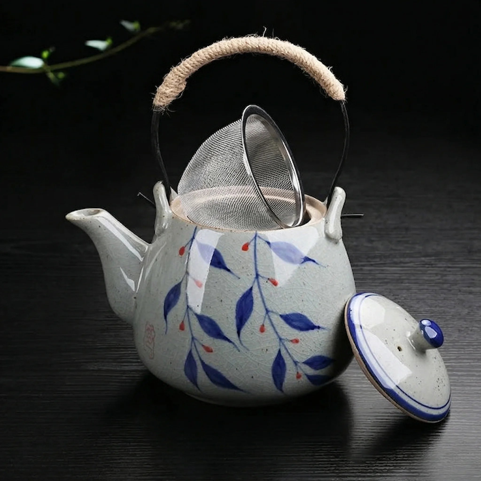 Théière 1L en Porcelaine filtre sortie de la théière 