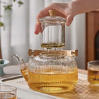 Théière 1L en Verre Borosilicate filtre retiré avec thé 
