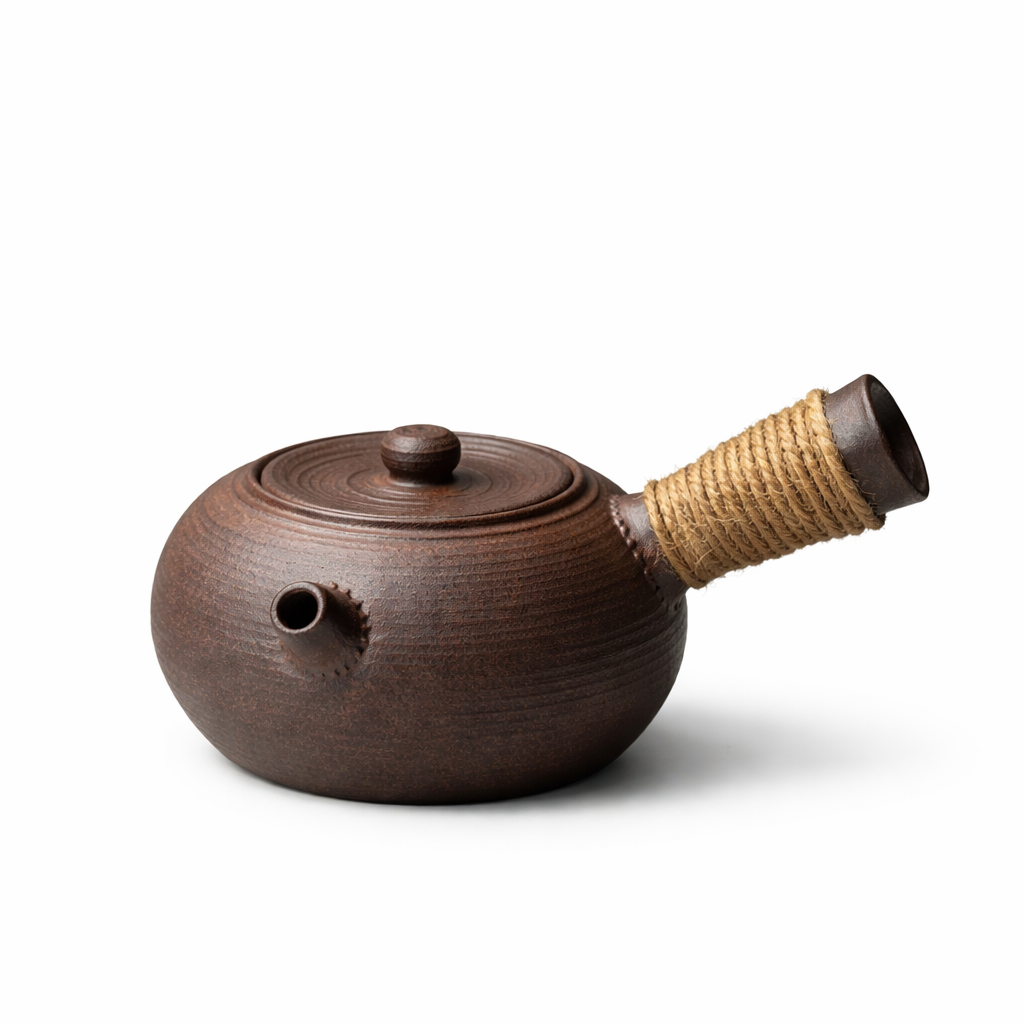 Théière Ancienne Artisanal Kyusu sur fond blanc 