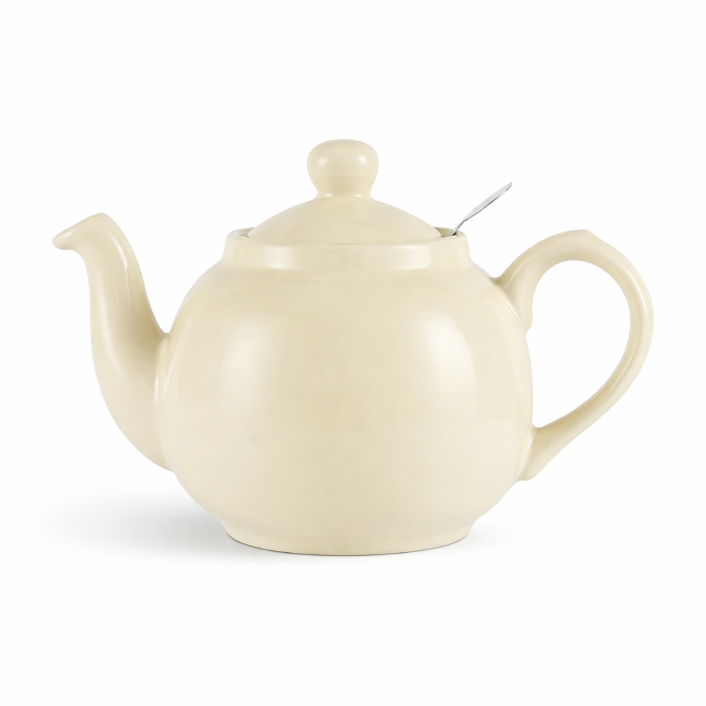 Théière Anglaise Beige sur fond blanc 