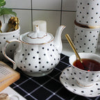 Théière Anglaise Blanche à Pois de face 