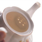 Théière Anglaise Motif Rose vue sur la filtration a la parois 