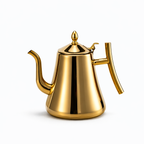 Théière Arabe Dorée en Inox sur fond blanc 