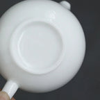 Théière Blanche chinoise en céramique vue sur le dessous 
