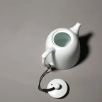 Théière Blanche en Porcelaine vue de haut 