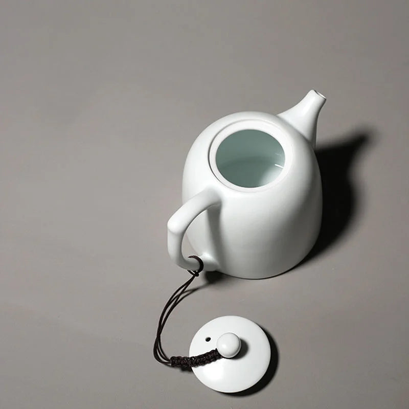 Théière Blanche en Porcelaine vue de haut 