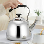 Théière Induction en inox avec Infuseur  main qui tient l'anse 