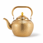 Théière Inox Dorée Martelé sur fond blanc 