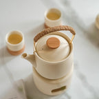 Théière Japonaise Crème avec Anse vue de haut 