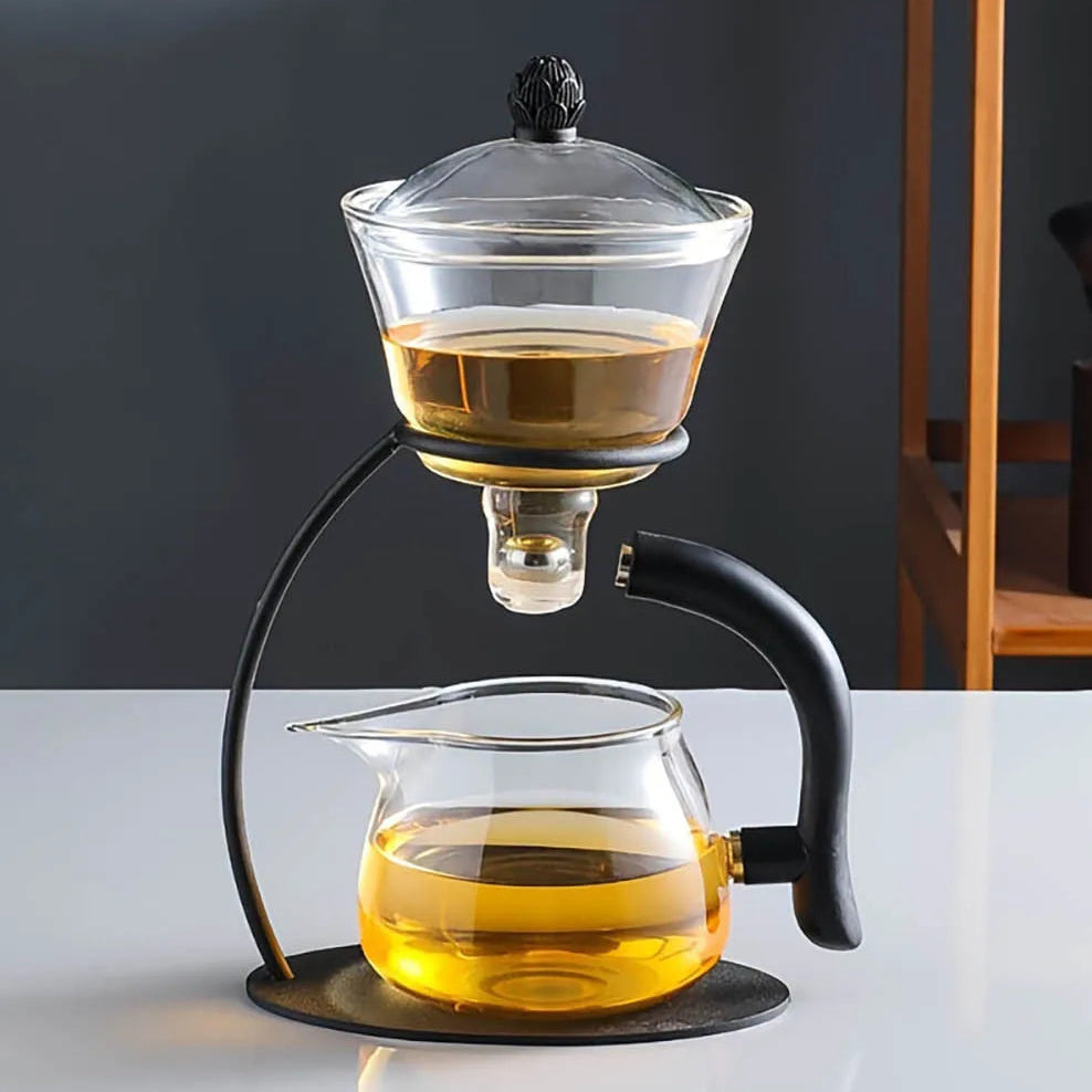 Théière Magnétique en Verre Noir vue de face 