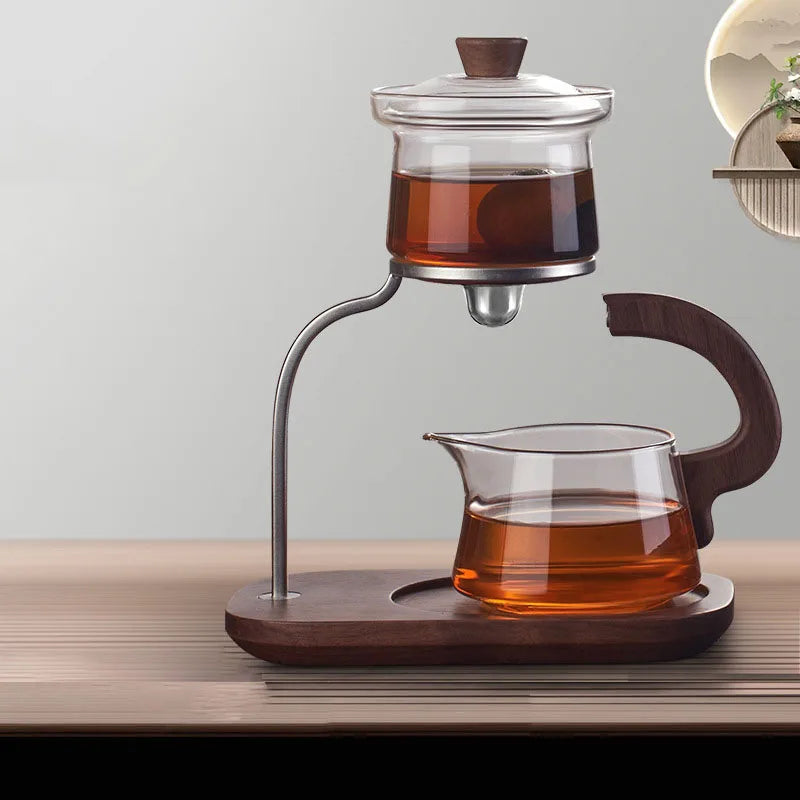 Théière Magnétique en Verre avec Tasse sur un plateau 