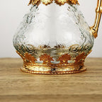 Théière Orientale Isotherme en Verre Dorée vue de près 