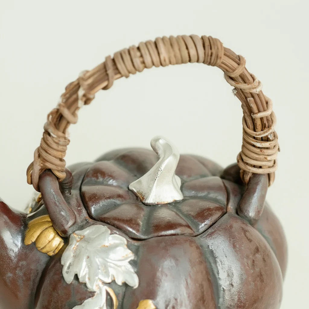 Théière Originale Citrouille  vue sur le couvercle 