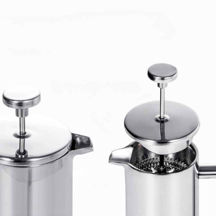 Théière Piston en Inox 350 ml  couvercle ouvert 