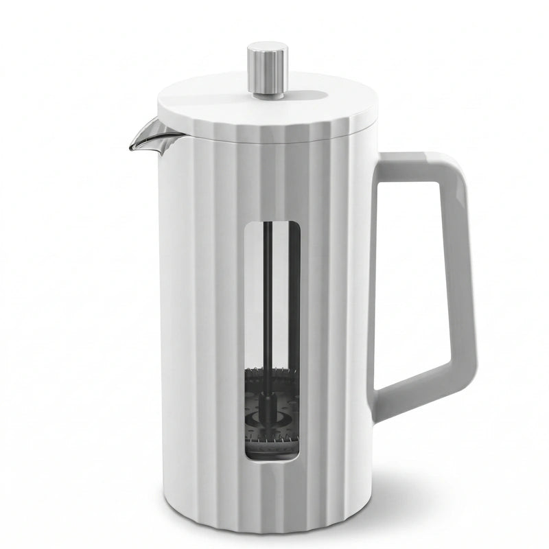 Théière à Piston en Verre Blanc sur fond blanc 