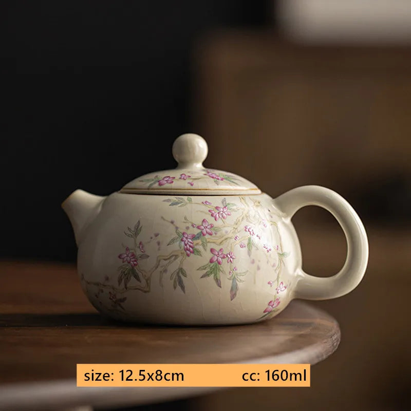 Théière Porcelaine Artisanale Fleurie dimension 