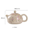 Théière Porcelaine Artisanale Fleurie dimension sur fond blanc 