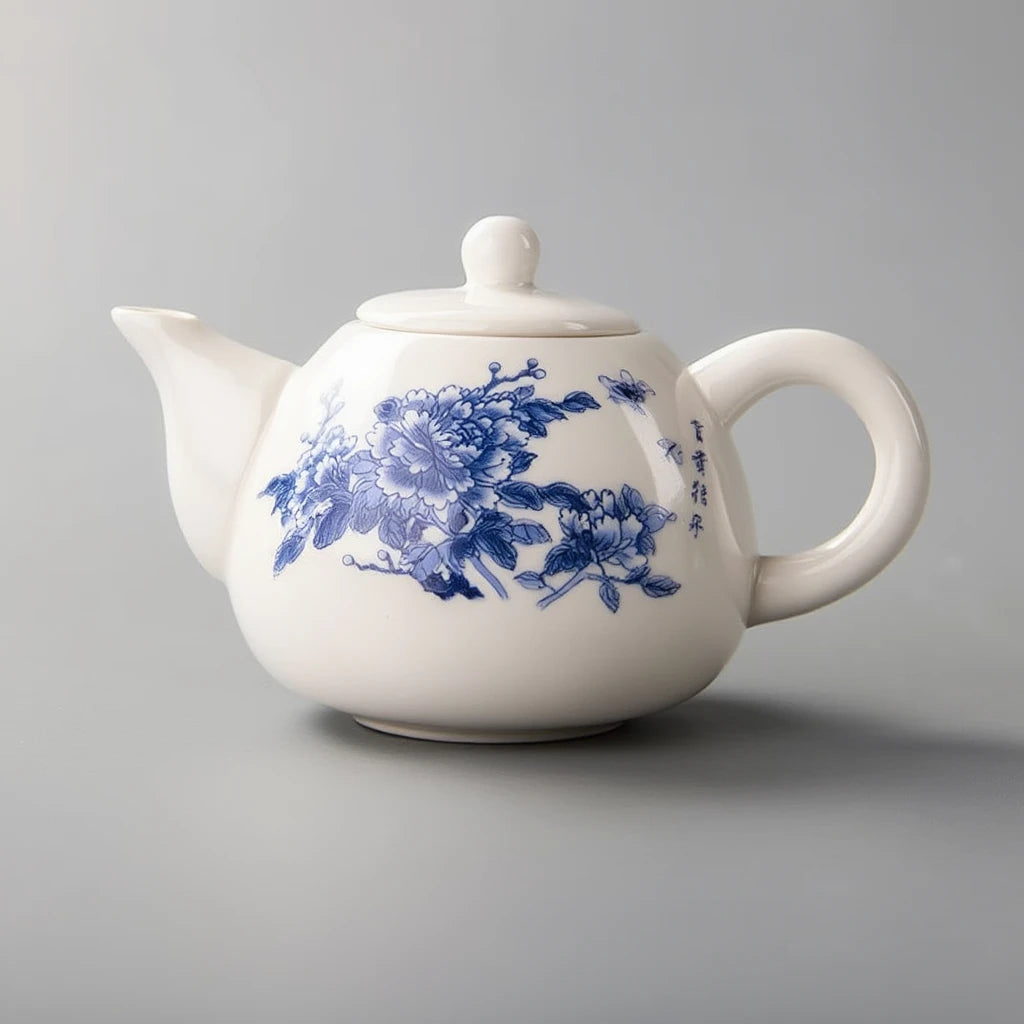 Théière Porcelaine à Motif Bleu de face 
