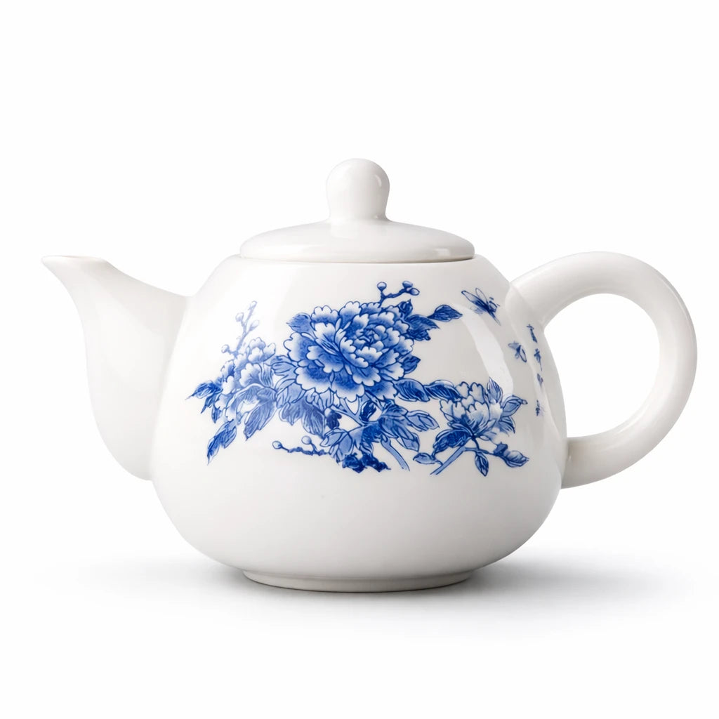 Théière Porcelaine à Motif Bleu sur fond blanc 