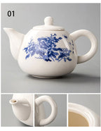 Théière Porcelaine à Motif Bleu avec plusieurs vue 