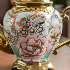 Théière Vintage en Céramique Dorée motif vue de près 