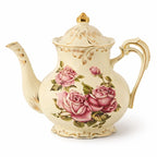 Théière Vintage en Céramique Motif  sur fond blanc 