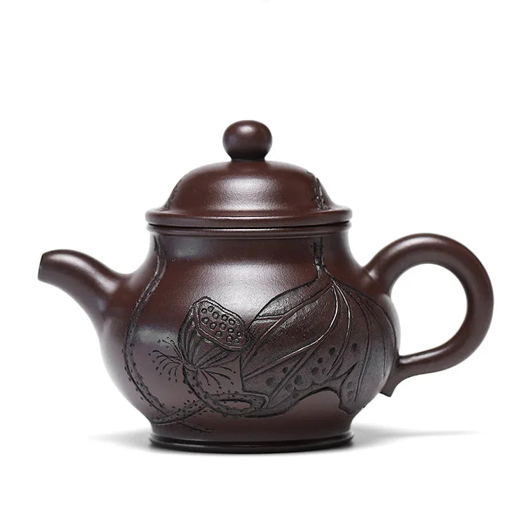 Théière Yixing Marron Artisanal sur fond blanc 