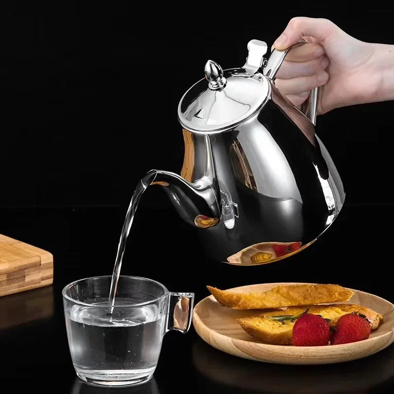 Théière à Induction en Inox Argentée versant 