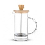 Théière à Piston en verre borosilicate sur fond blanc 
