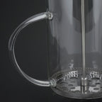 Théière à Piston en verre borosilicate vue sur la poignée en verre
