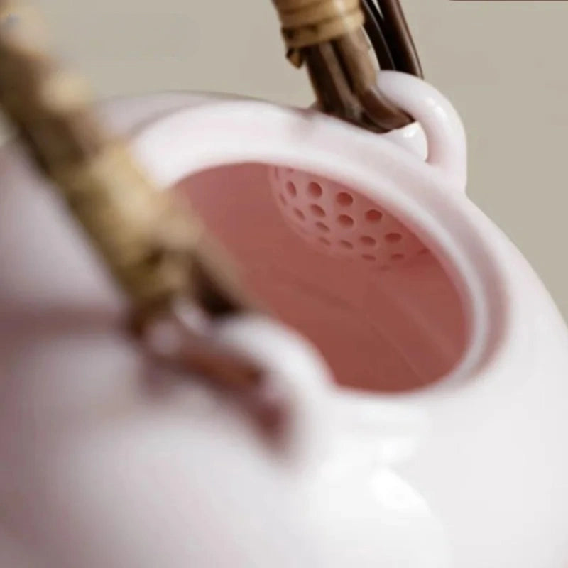 Théière avec Filtre Japonaise Rose vue sur le filtre 