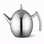 Théière avec Infuseur en Inox Poli Argentée sur fond blanc 