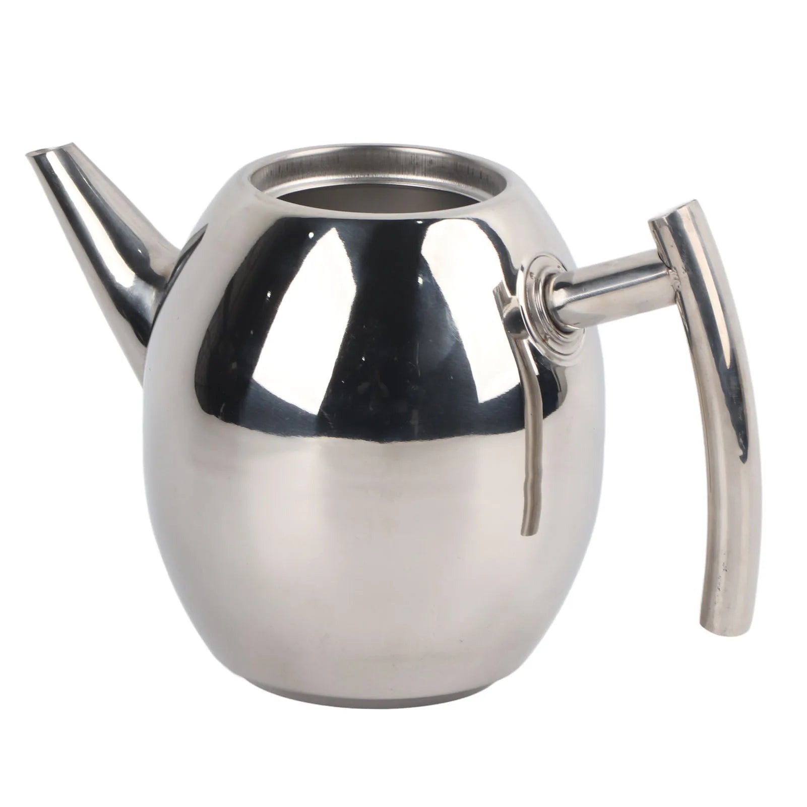 Théière avec Infuseur en Inox Poli Argentée vue de prés 