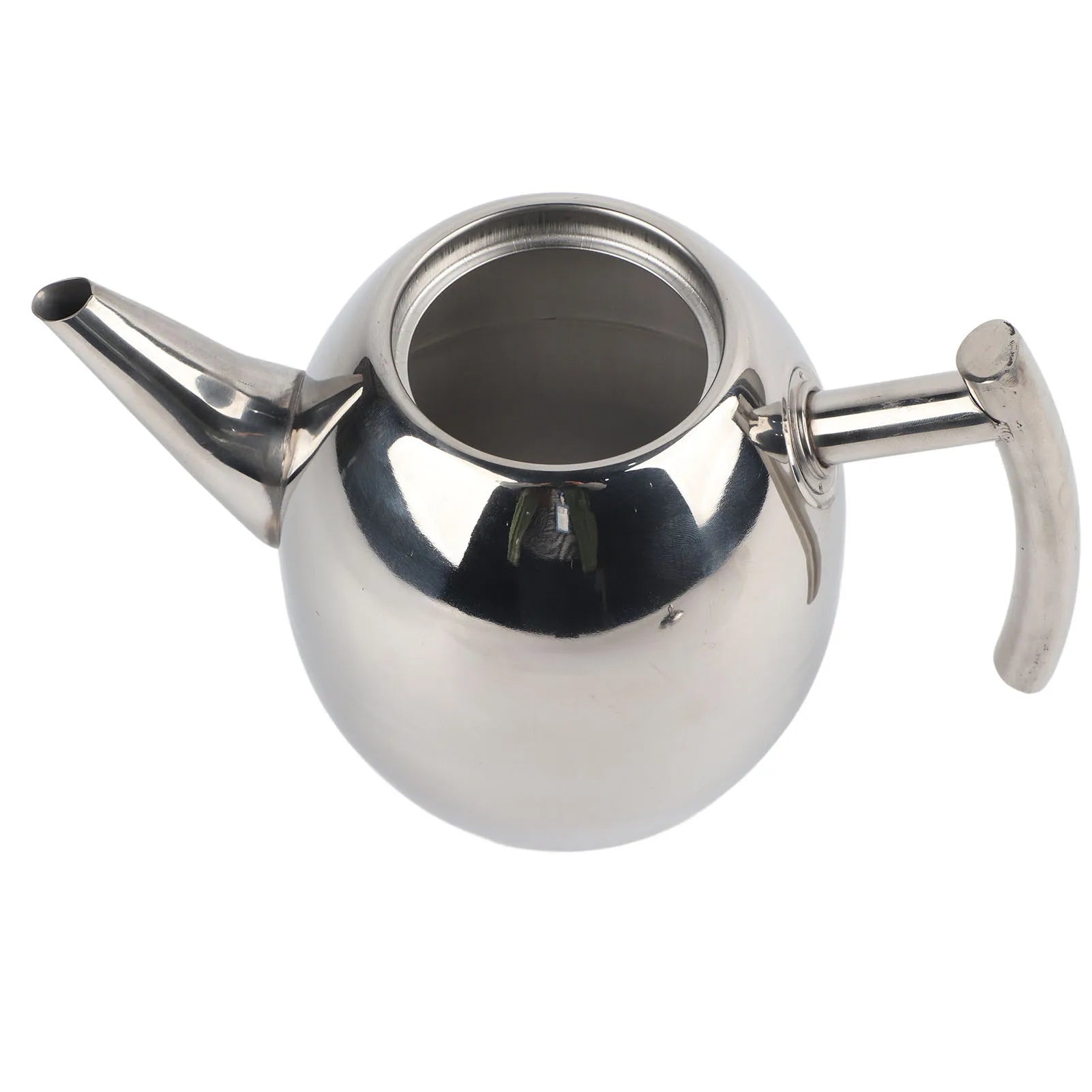 Théière avec Infuseur en Inox Poli Argentée vue sur l'intérieur de la théière 