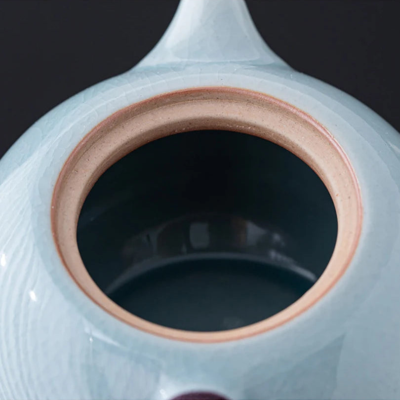 Théière en Céramique Bleu vue sur l'intérieur 