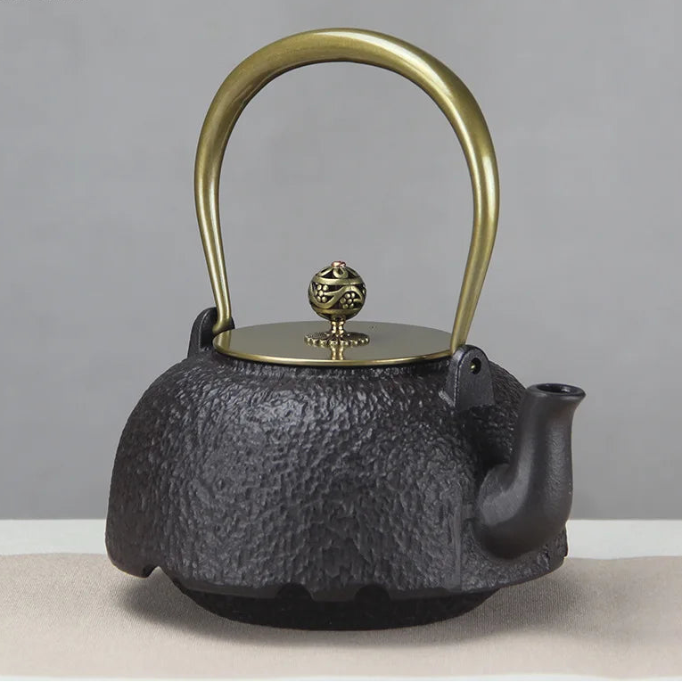Théière en Fonte Japonaise Noir Texturé vue sur le bec verseur 