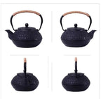 Théière en Fonte Noir Florale différentes vues 