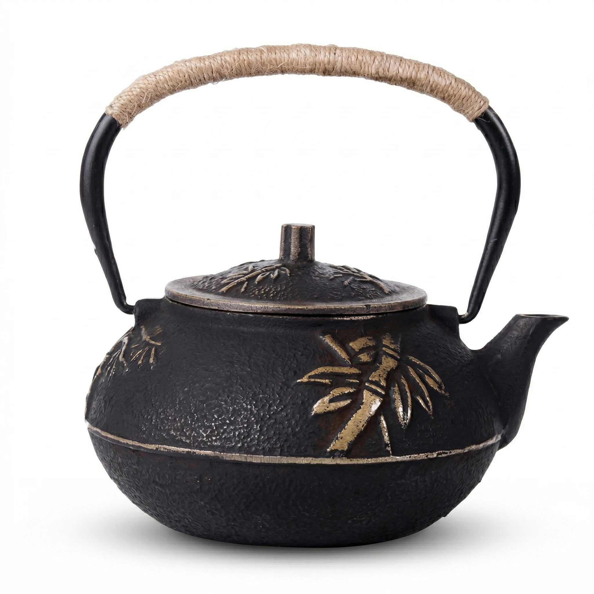 Théière en Fonte Noir à Motif d'Arbre autre côté 