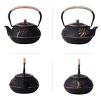 Théière en Fonte Noir à Motif avec différentes vues 