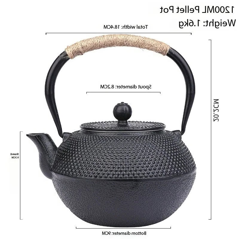 Théière en Fonte Noir dimension 1,2L
