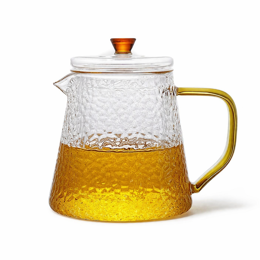Théière en Verre Texturé sur fond blanc 