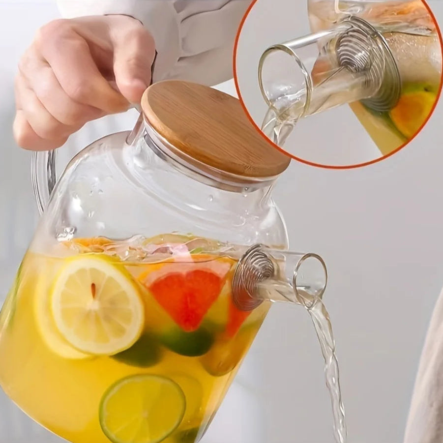 Théière en Verre Transparent vue sur le filtre 