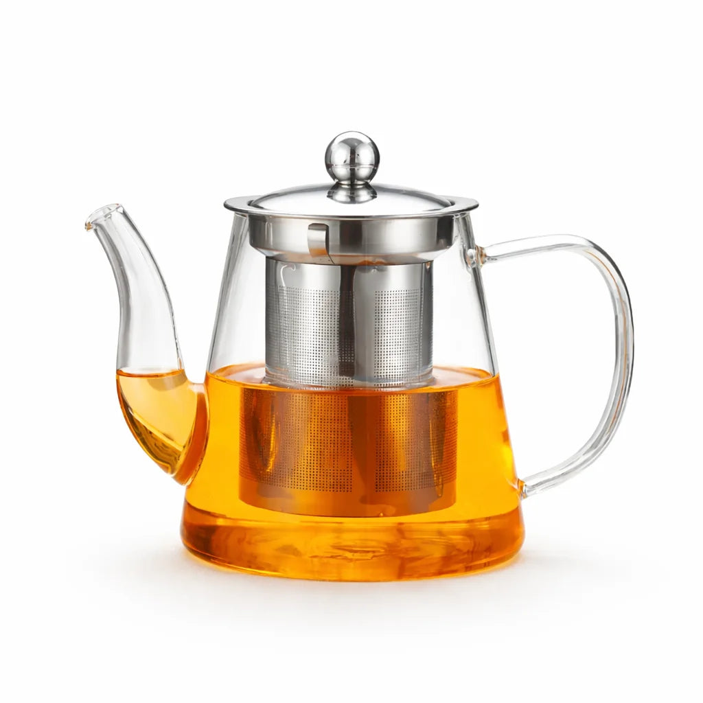 Théière en Verre avec filtre fond blanc 